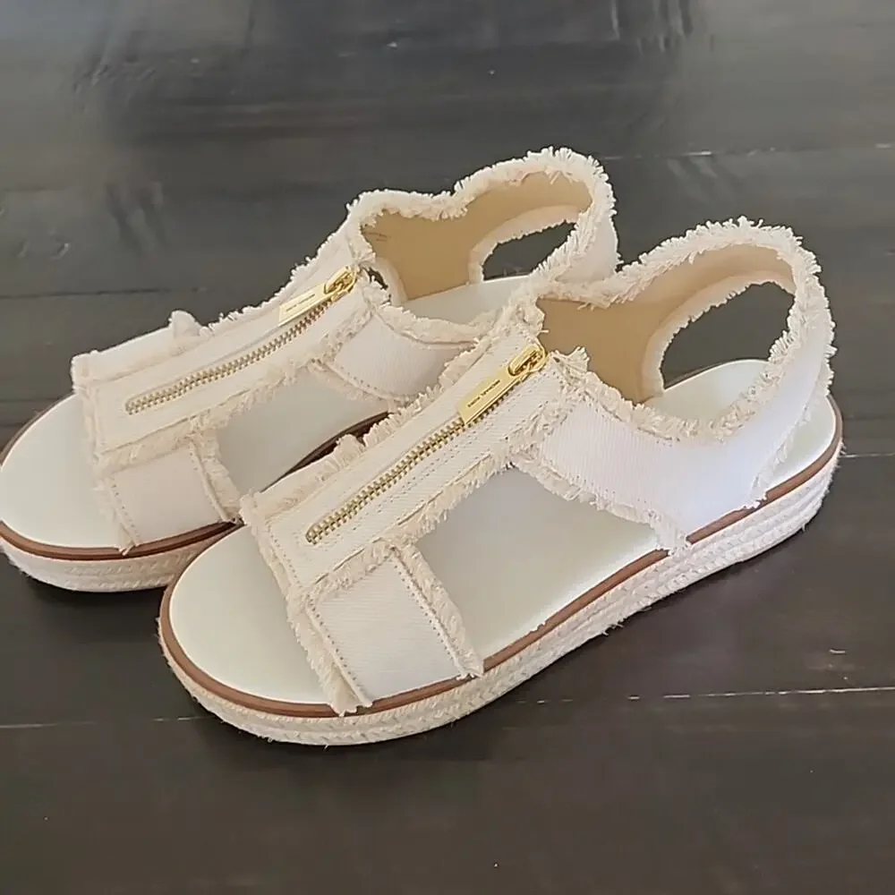 NEW - MICHAEL Michael Kors Berkley Zip Espadrille Platform Sandals Optic White 9